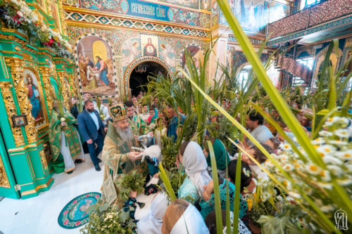 Предстоятель совершил богослужение по случаю Дня Святой Троицы в Киево-Печерской Лавре